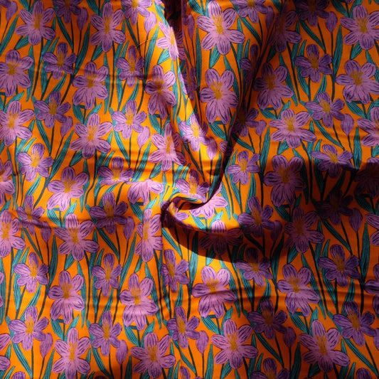 Vibrant Floral Cotton Lawn Fabric – Lightweight Shirting & Dress Fabric (1.64 yd)