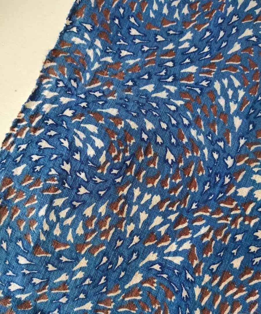 Vintage 1950s - 60s Abstract Art Textile - Van Gogh Style Print on Cotton - BUBBO