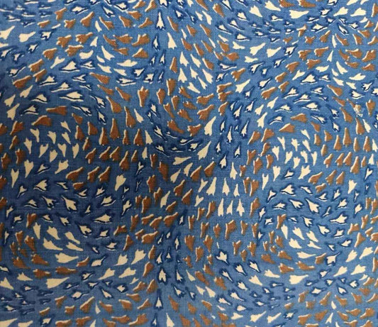 Vintage 1950s - 60s Abstract Art Textile - Van Gogh Style Print on Cotton - BUBBO
