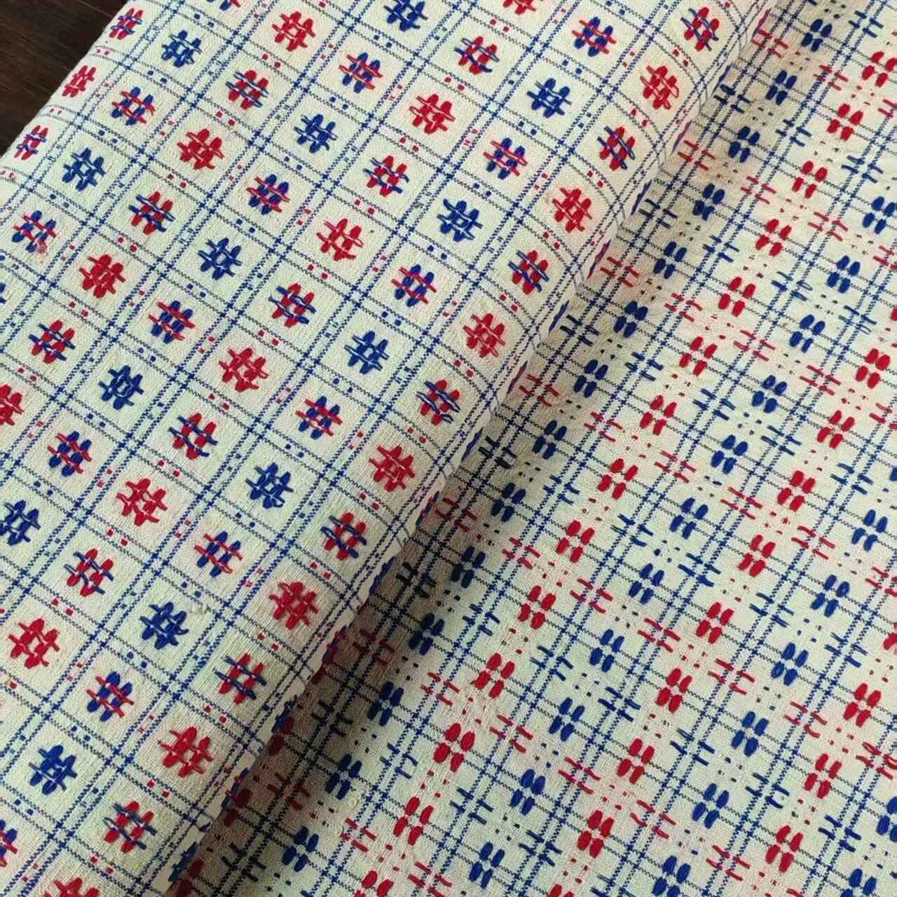 Vintage 1950s 'Cross-Stitch Loom' Southern Tǔbù - Collector's Textile in Indigo & Crimson