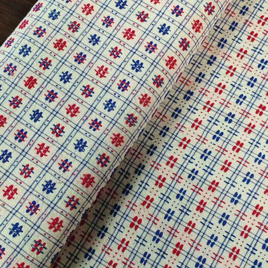 Vintage 1950s 'Cross-Stitch Loom' Southern Tǔbù - Collector's Textile in Indigo & Crimson