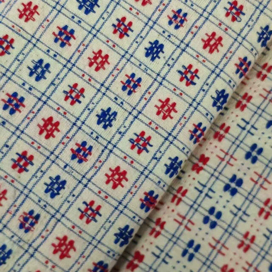 Vintage 1950s 'Cross-Stitch Loom' Southern Tǔbù - Collector's Textile in Indigo & Crimson