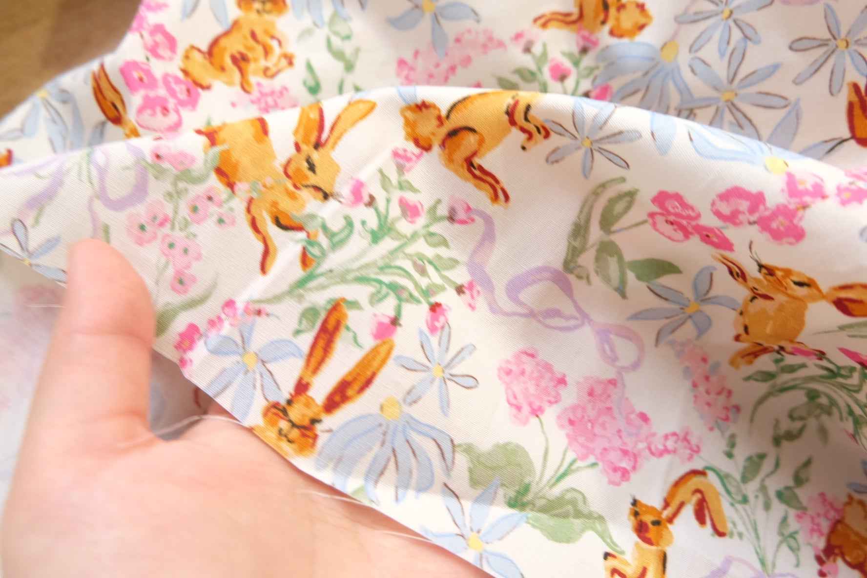 Vintage Bunny Floral Cotton – Soft Storybook Print | 3.28 yds Cut