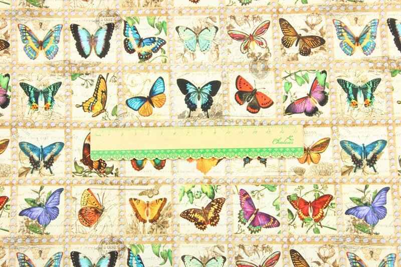 Vintage Butterfly Collage Cotton — 2.7 yd