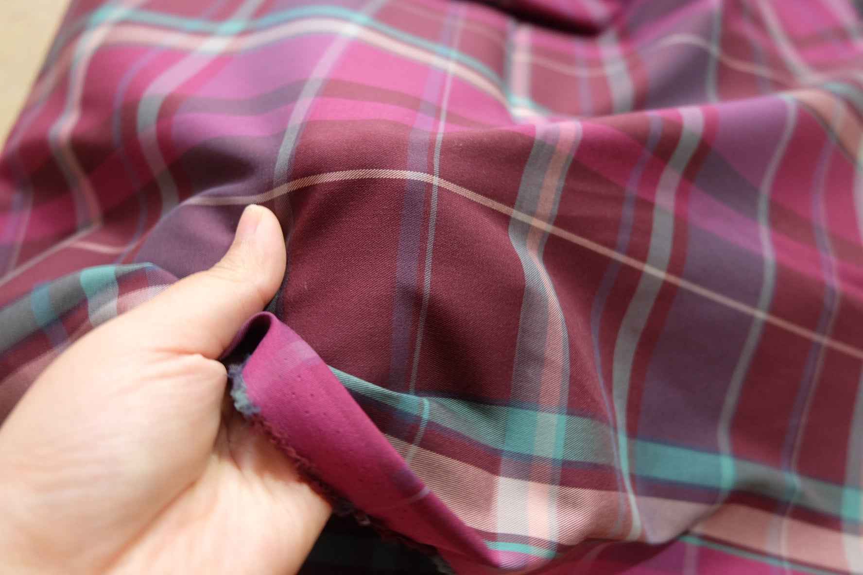 Vintage - Inspired Korean TR Plaid – Structured Fabric - 2 yds - BUBBO