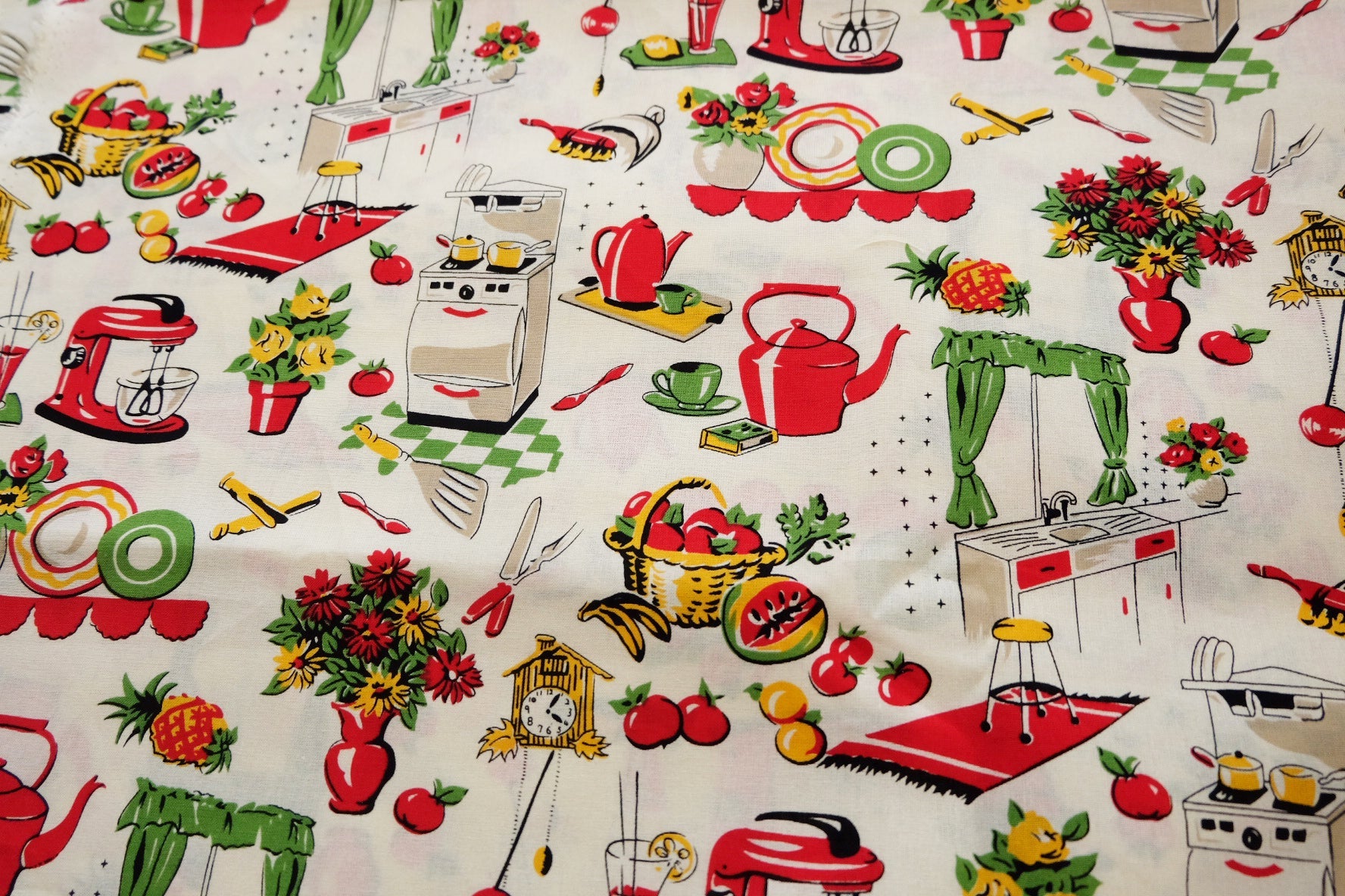 Vintage Kitchen Novelty Print Cotton - 1.25 Yard - BUBBO