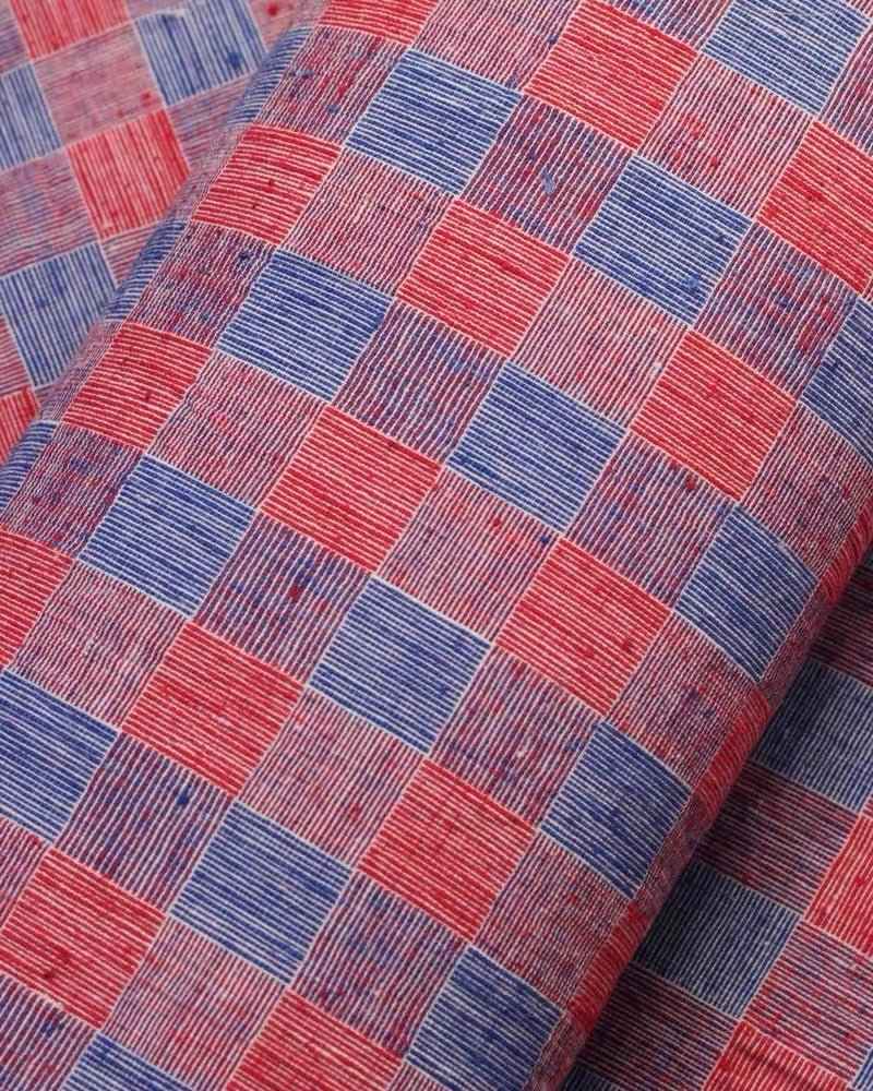 Vintage 'Red & Blue Giant Reed' Pattern Tǔbù - 10.35-Meter Archive Southern Roll