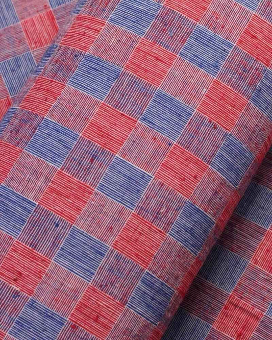Vintage 'Red & Blue Giant Reed' Pattern Tǔbù - 10.35-Meter Archive Southern Roll