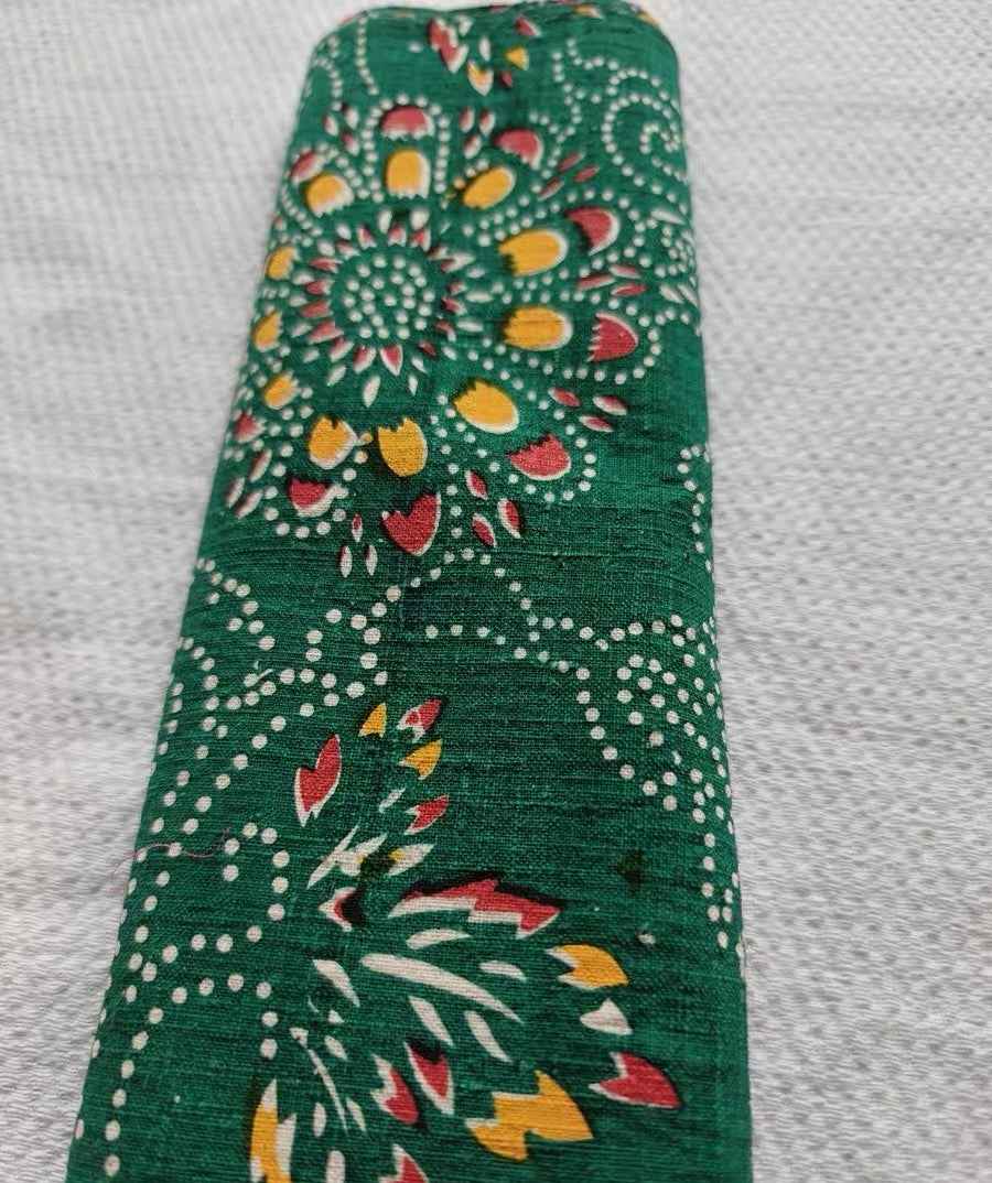 Vintage 'Sunflower Glory' Print - Emerald Green Floral Heritage Fabric - BUBBO