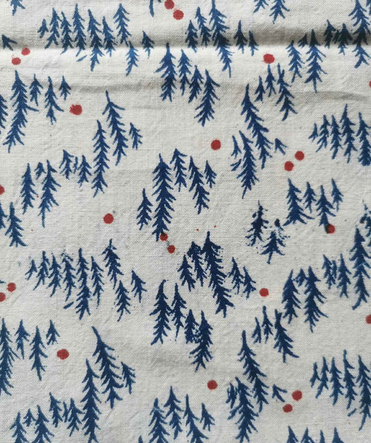 Vintage 'Winter Solstice' Print - 1950s Handcrafted Landscape Textile - BUBBO