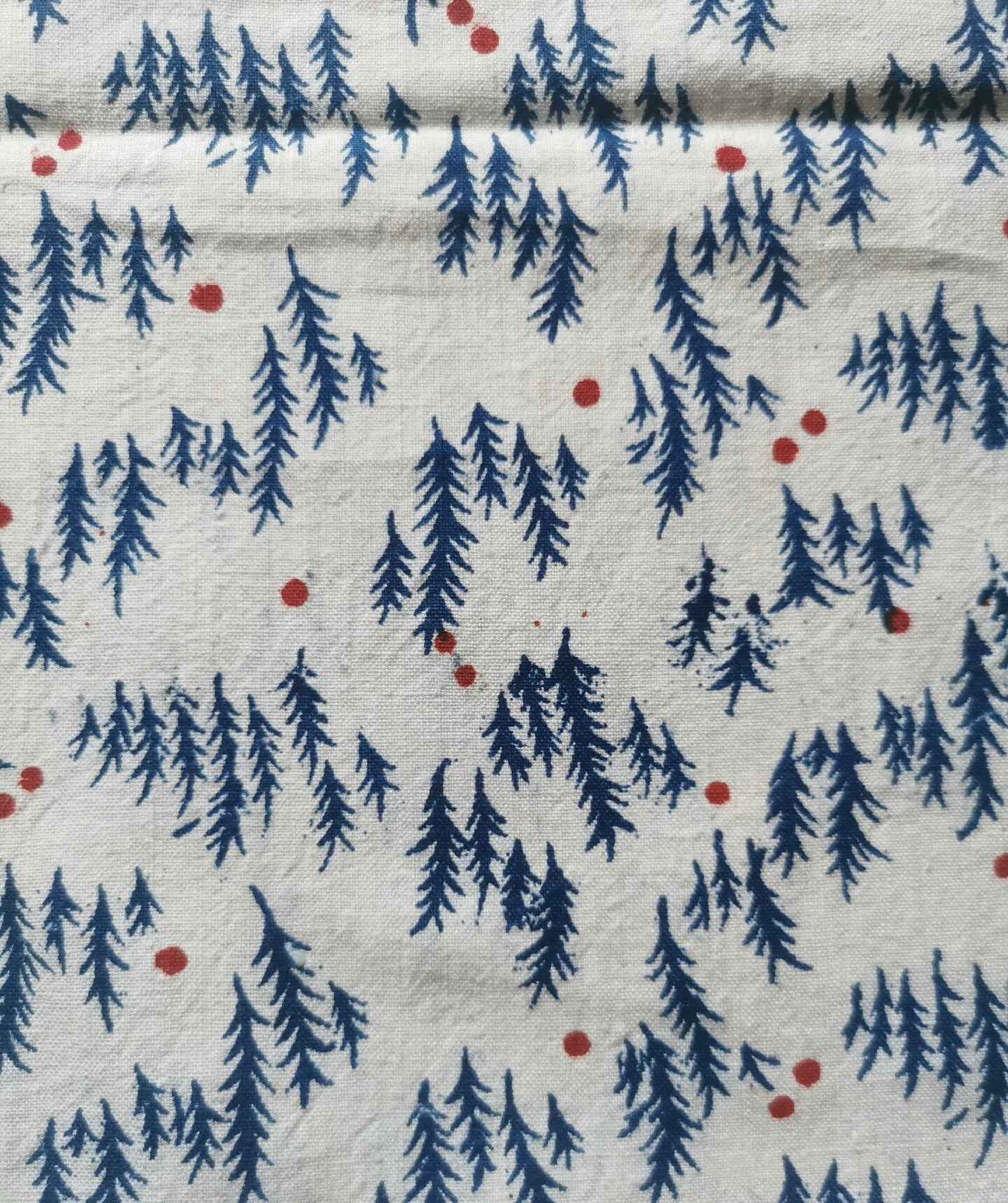 Vintage 'Winter Solstice' Print - 1950s Handcrafted Landscape Textile - BUBBO