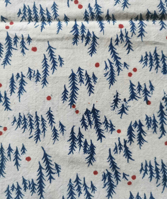 Vintage 'Winter Solstice' Print - 1950s Handcrafted Landscape Textile - BUBBO