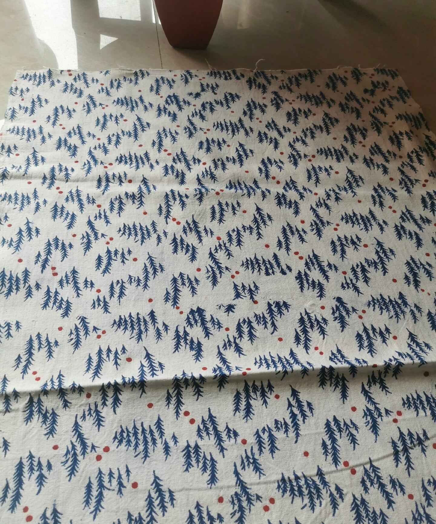 Vintage 'Winter Solstice' Print - 1950s Handcrafted Landscape Textile - BUBBO