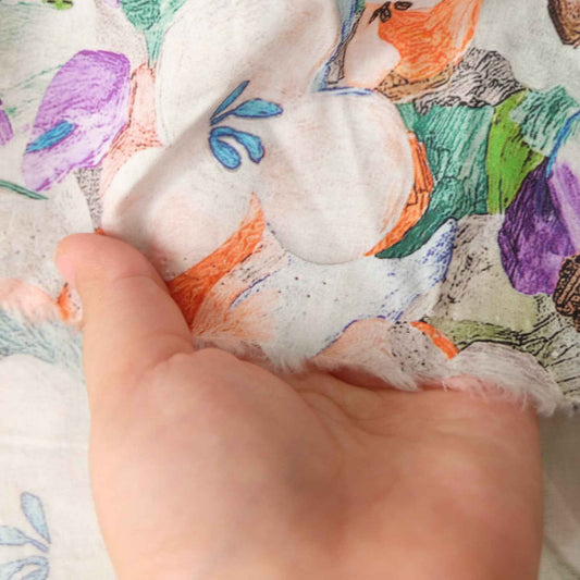 Watercolor Floral Cotton Fabric – Lightweight 60s Cotton (2.41 yd)
