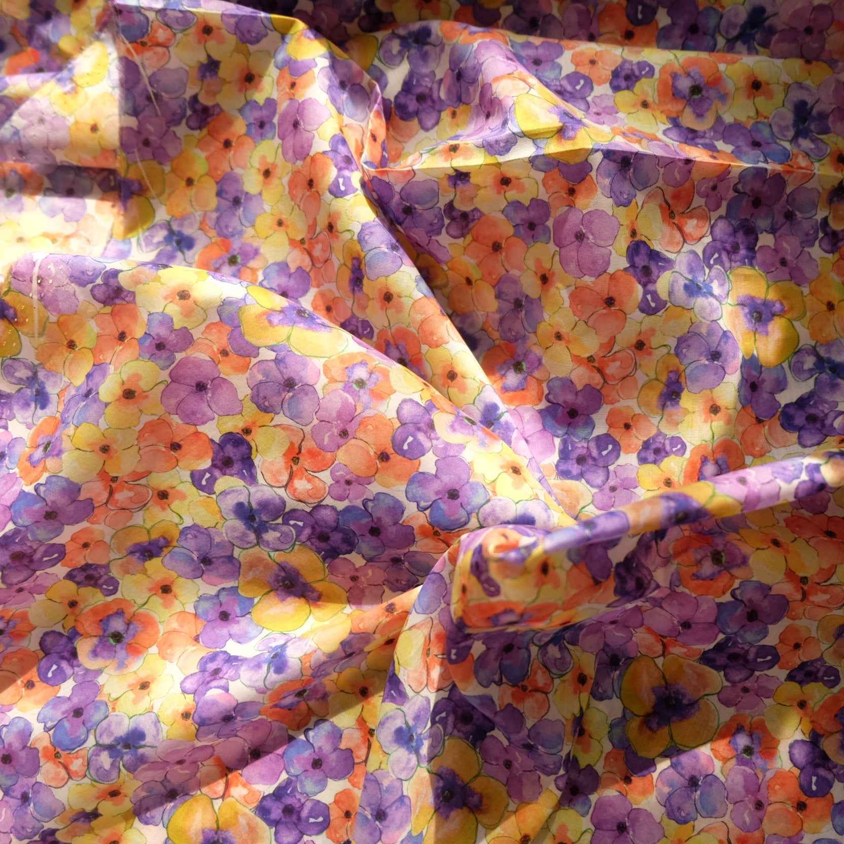 Watercolor Floral Cotton Lawn — 2.1 yd