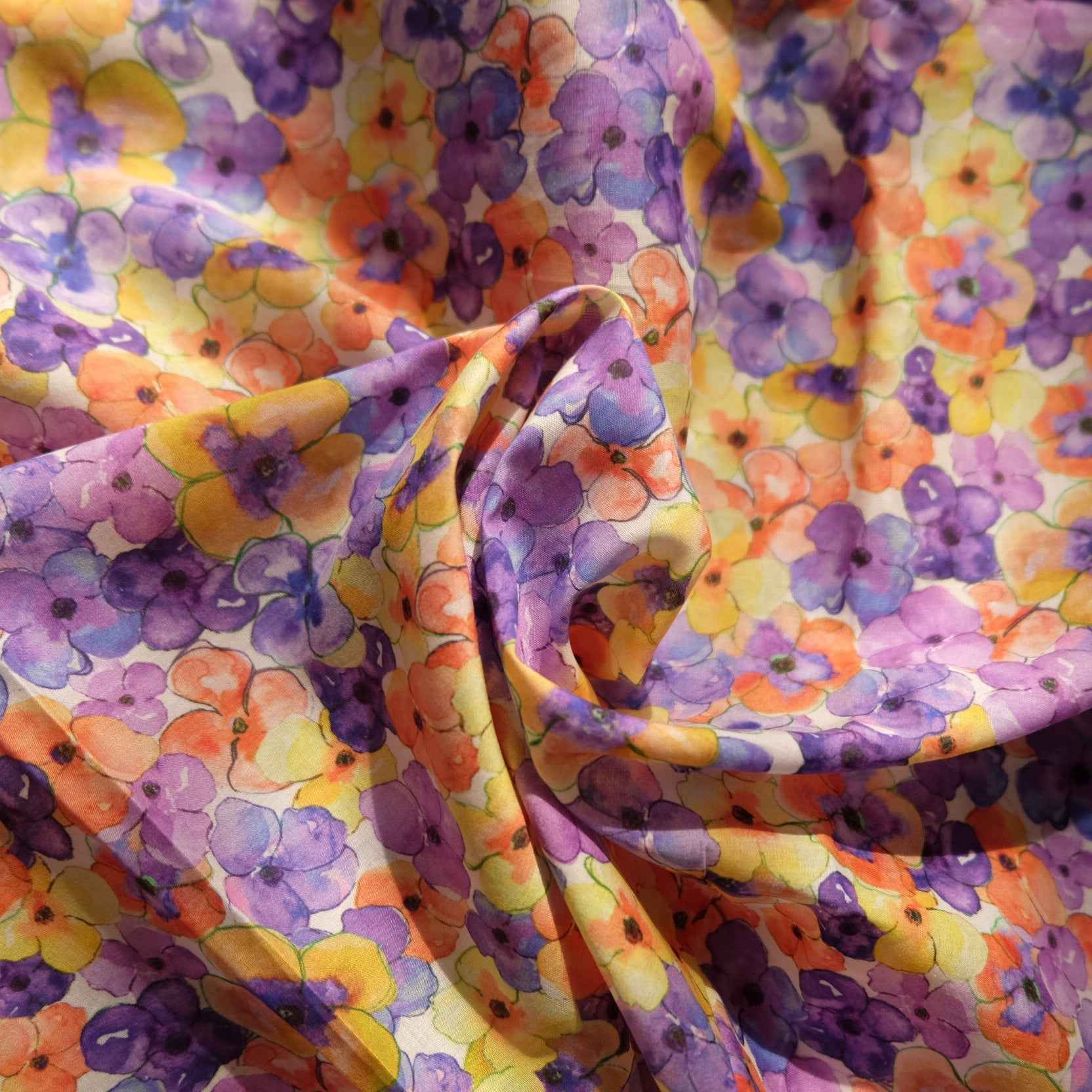 Watercolor Floral Cotton Lawn — 2.1 yd