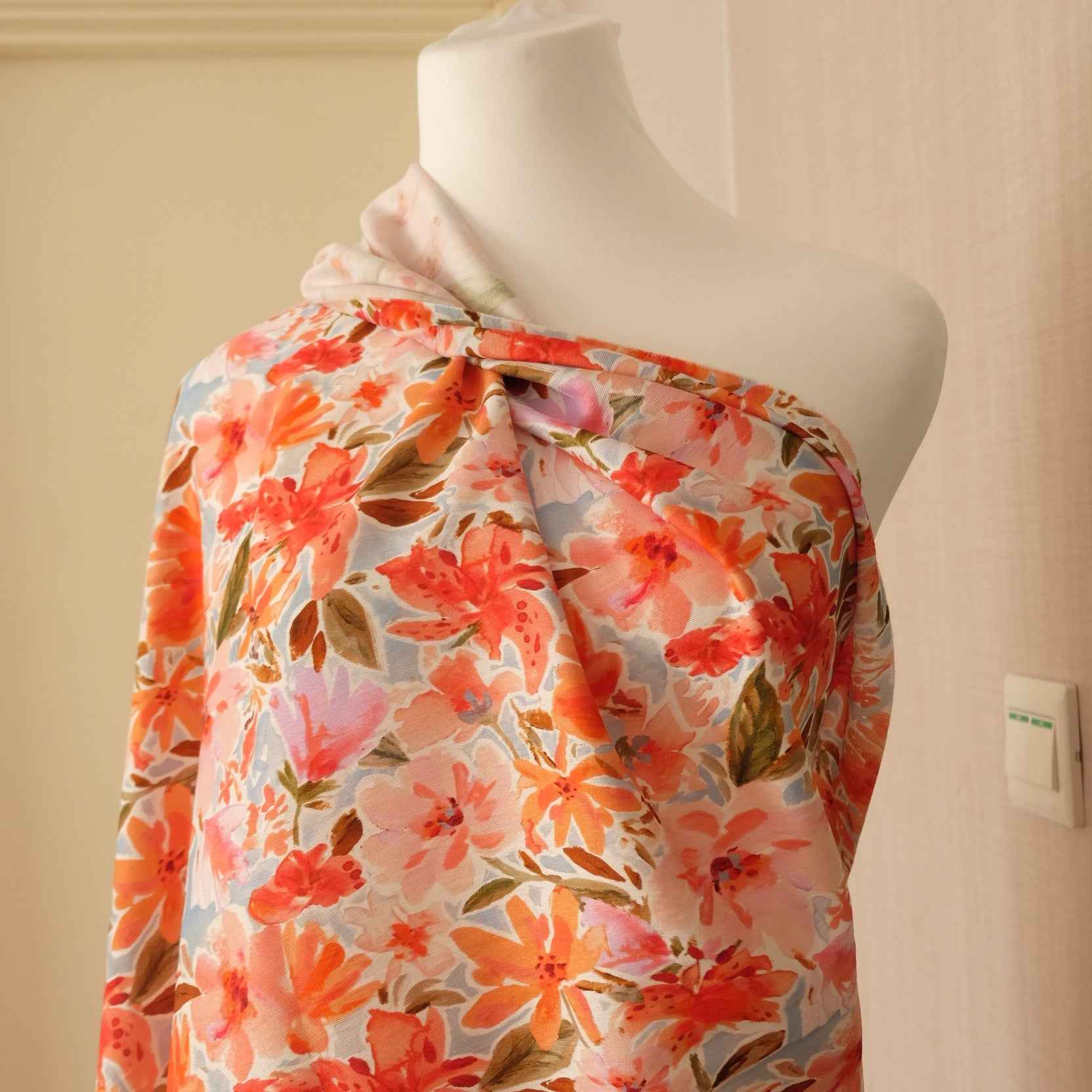 Watercolor Floral Tencel Linen Fabric (2.2 yards)