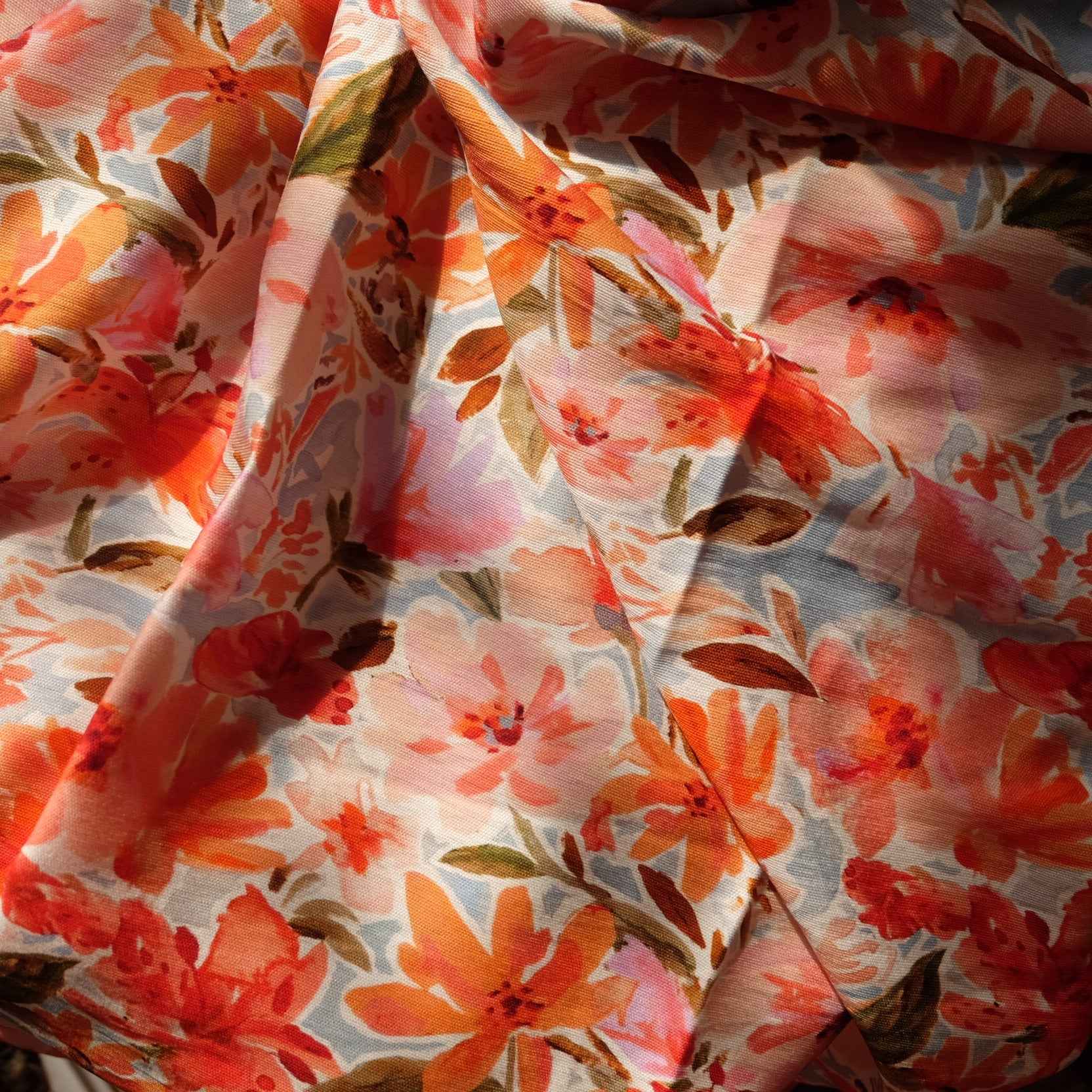 Watercolor Floral Tencel Linen Fabric (2.2 yards)