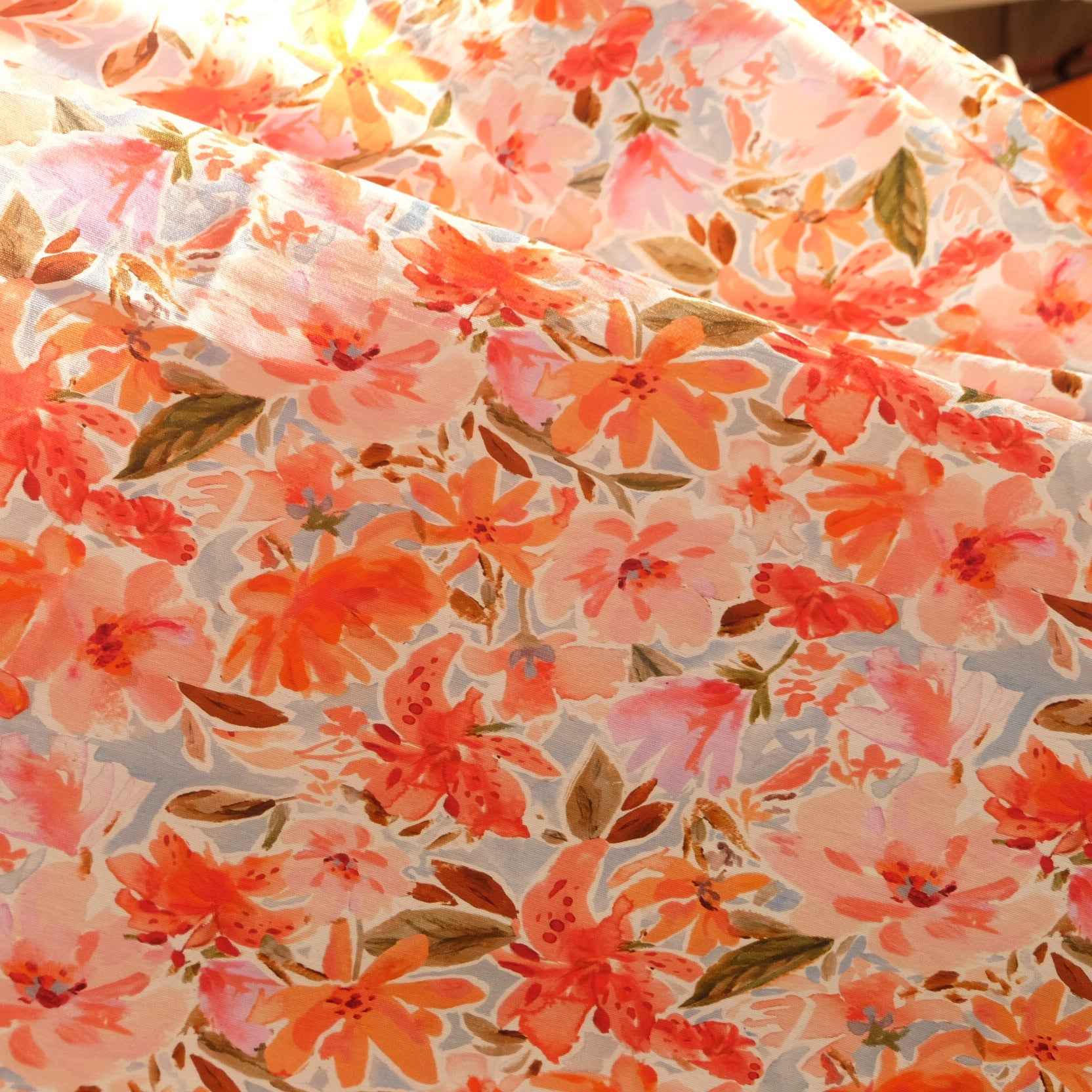 Watercolor Floral Tencel Linen Fabric (2.2 yards)