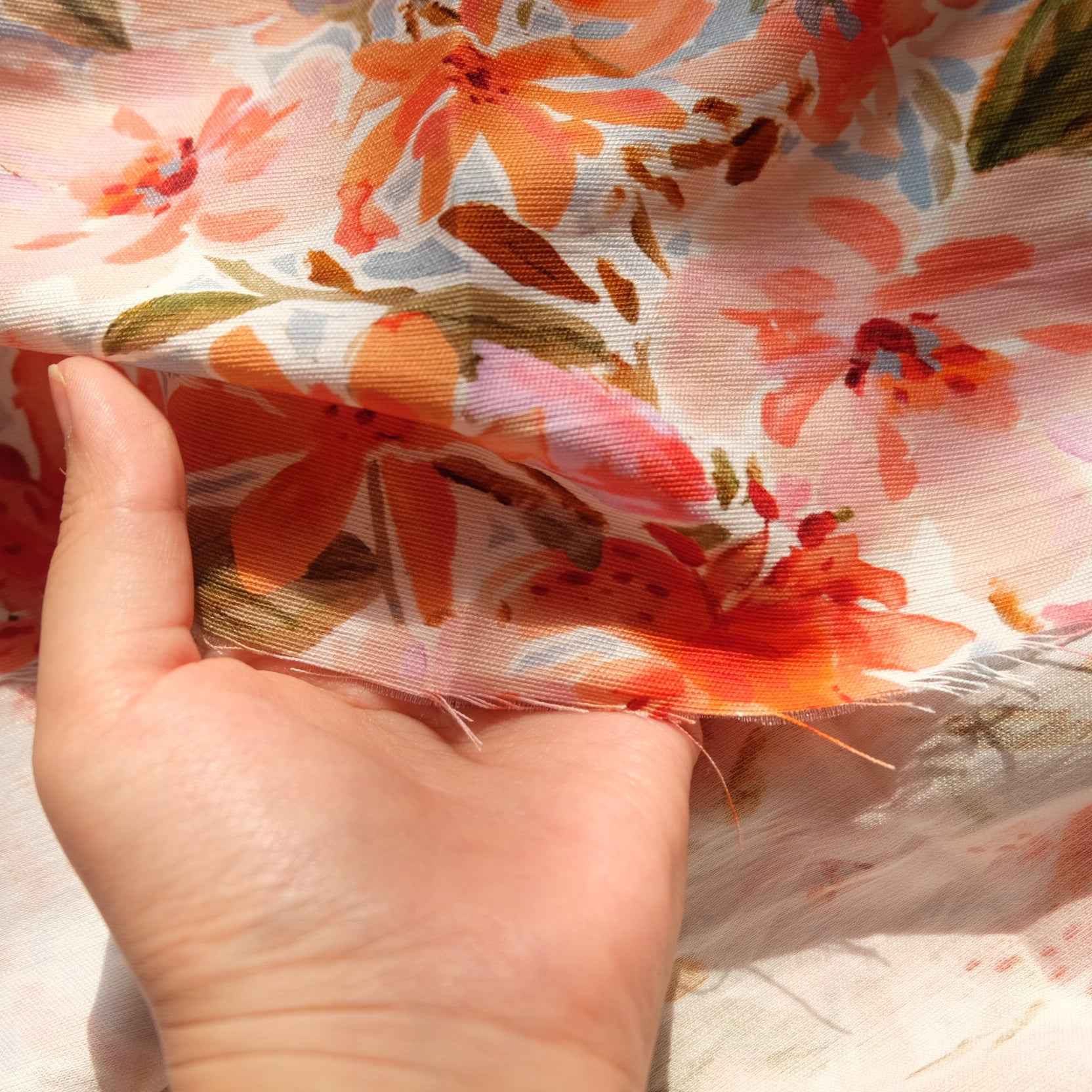 Watercolor Floral Tencel Linen Fabric (2.2 yards)