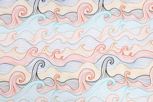 Wave Line Cotton — Single Yard Cut (43” Wide) - BUBBO