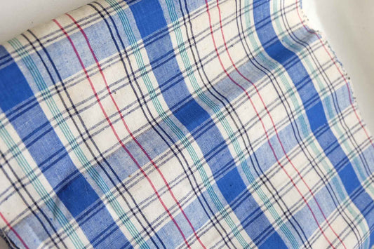 White & Indigo Plaid with Delicate Color Threads Tǔbù - BUBBO