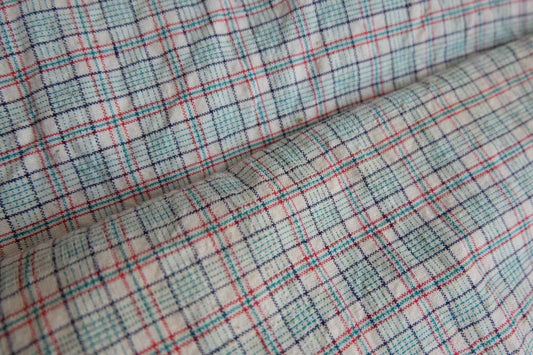 Willow Check Tǔbù: White & Green with Red Accents - 32.5cm Width | Pre - Washed - BUBBO