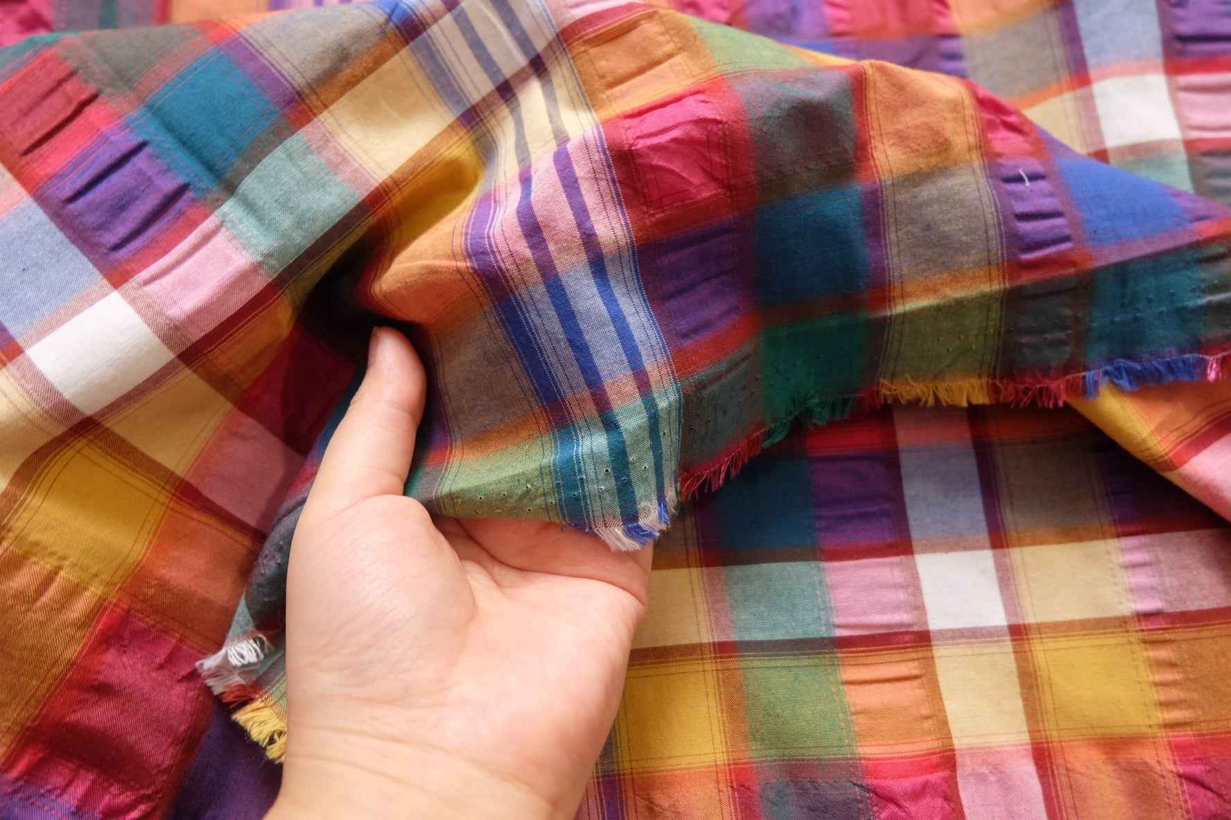 Yarn-Dyed Rainbow Plaid Cotton (2.2 yards)