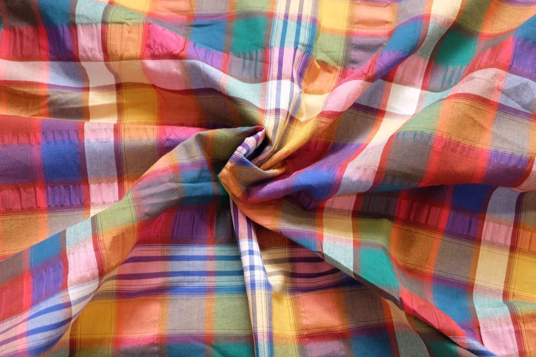 Yarn-Dyed Rainbow Plaid Cotton (2.2 yards)