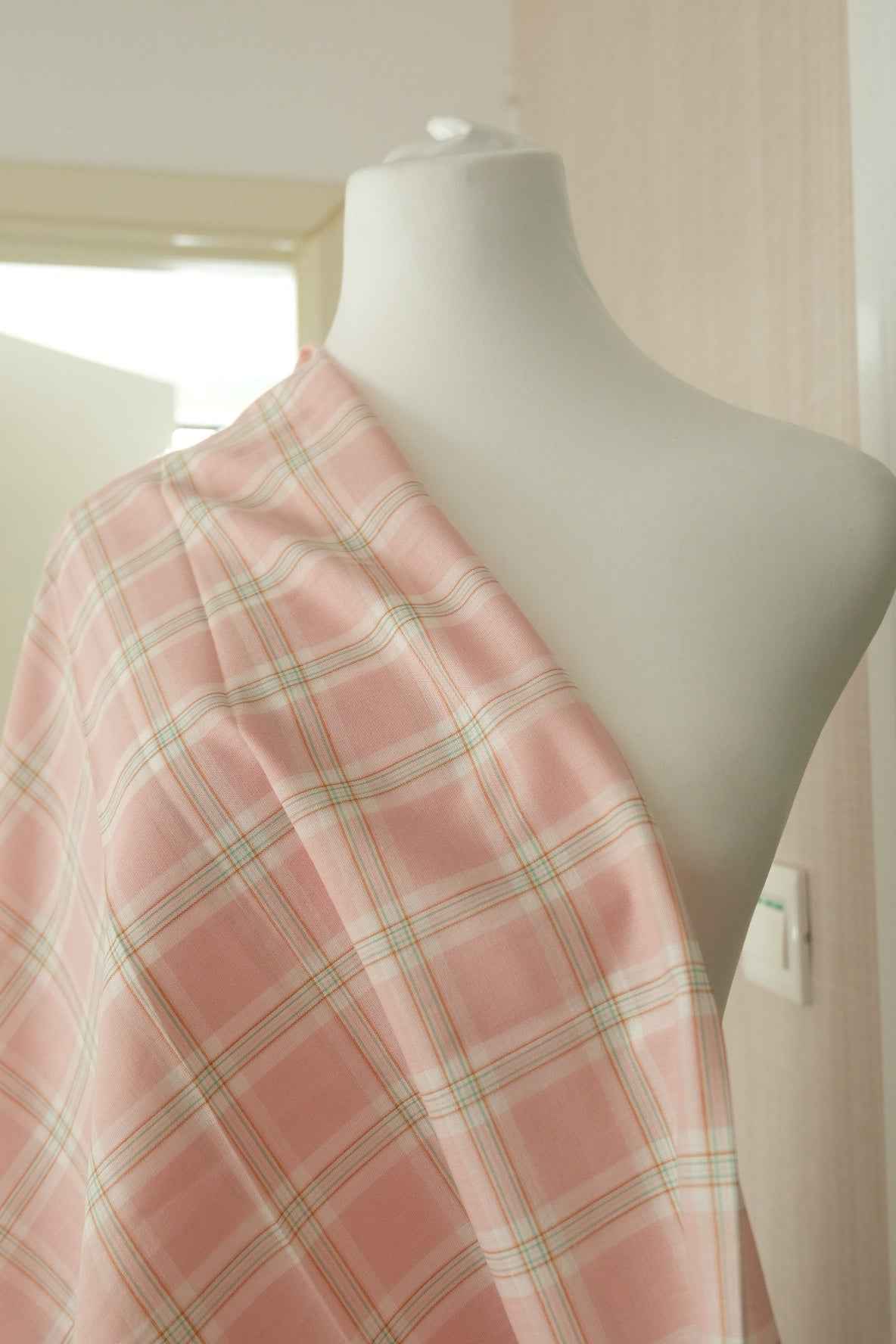 Yarn-Dyed Soft Pink Plaid Cotton — 2.2 yd