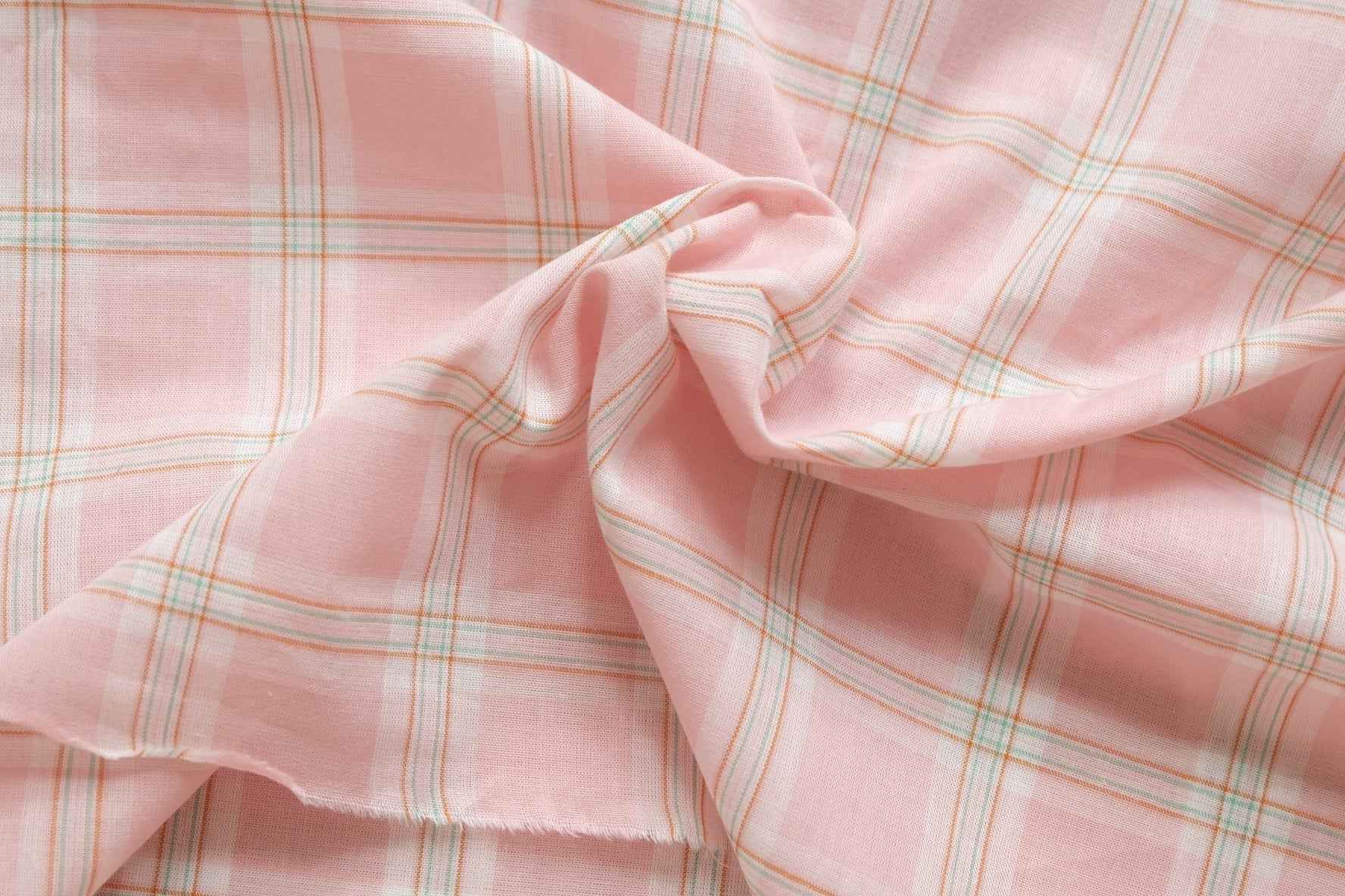 Yarn-Dyed Soft Pink Plaid Cotton — 2.2 yd
