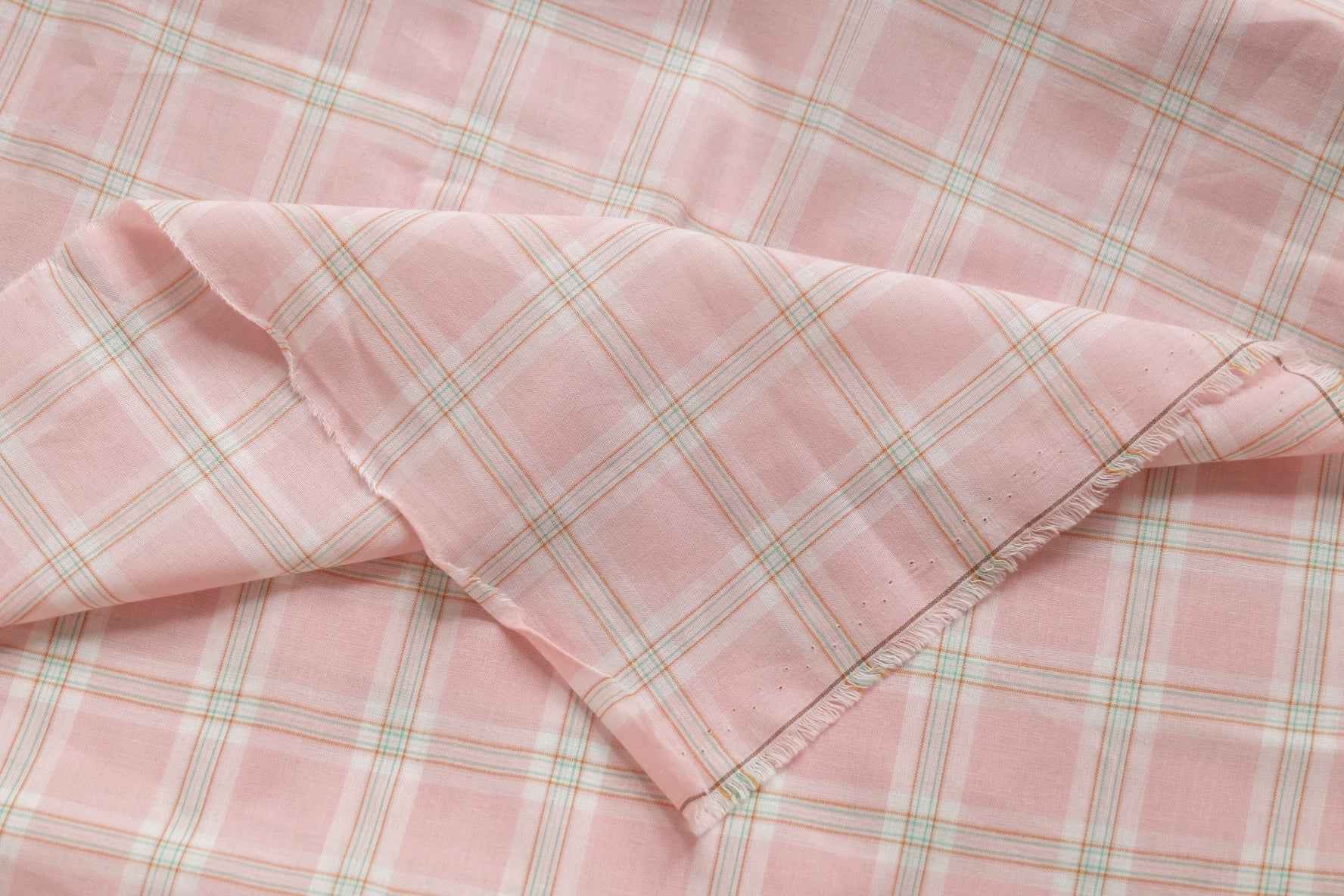 Yarn-Dyed Soft Pink Plaid Cotton — 2.2 yd
