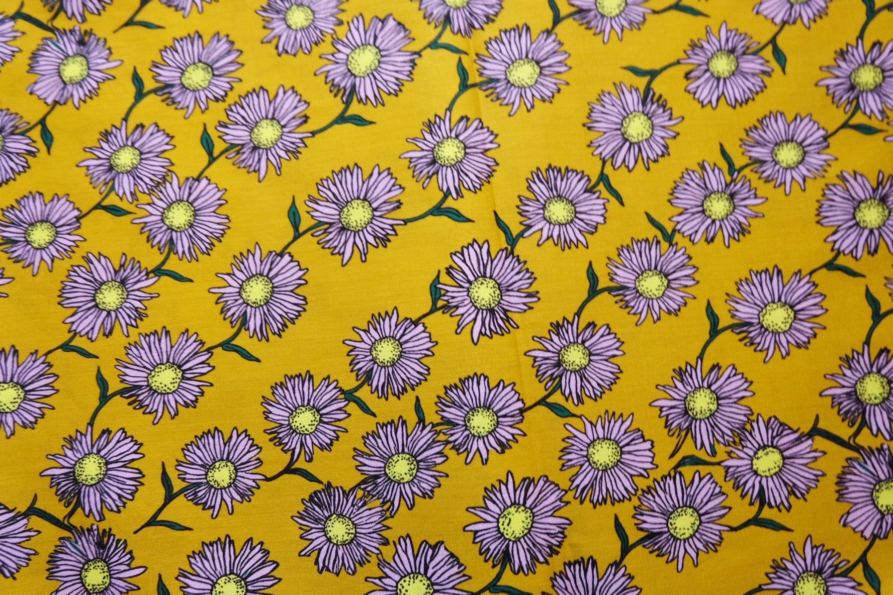 Yellow Floral Cotton Remnant — approx. 3.3 yd - BUBBO