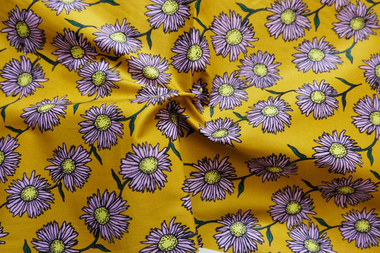 Yellow Floral Cotton Remnant — approx. 3.3 yd - BUBBO